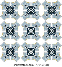 Seamless pattern illustration in traditional style - like Portuguese tiles