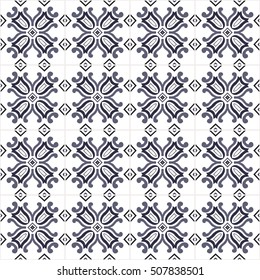 Seamless pattern illustration in traditional style - like Portuguese tiles
