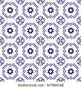 Seamless pattern illustration in traditional style - like Portuguese tiles