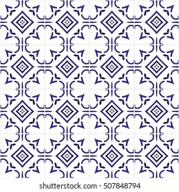 Seamless pattern illustration in traditional style - like Portuguese tiles