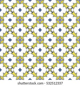 Seamless pattern illustration in traditional style - like Portuguese tiles