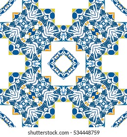 Seamless pattern illustration in traditional style - like Portuguese tiles