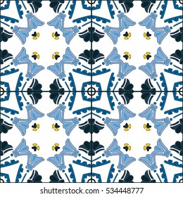 Seamless pattern illustration in traditional style - like Portuguese tiles
