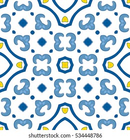 Seamless pattern illustration in traditional style - like Portuguese tiles