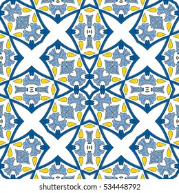 Seamless pattern illustration in traditional style - like Portuguese tiles
