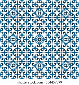 Seamless pattern illustration in traditional style - like Portuguese tiles
