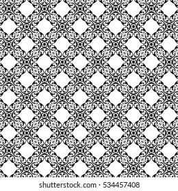 Seamless pattern illustration in traditional style - like Portuguese tiles in black and white