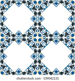 Seamless pattern illustration in traditional style - like Portuguese tiles
