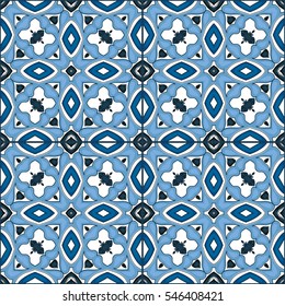 Seamless pattern illustration in traditional style - like Portuguese tiles