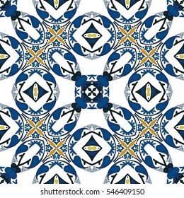 Seamless pattern illustration in traditional style - like Portuguese tiles