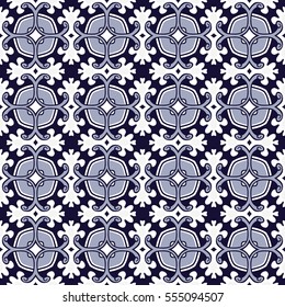 Seamless pattern illustration in traditional style - like Portuguese tiles
