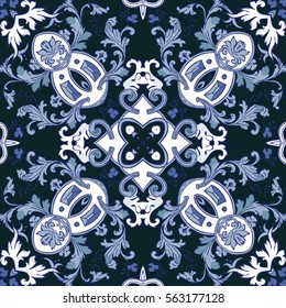 Seamless pattern illustration in traditional style - like Portuguese tiles