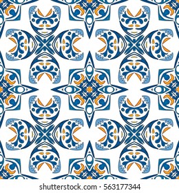 Seamless pattern illustration in traditional style - like Portuguese tiles
