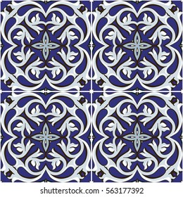Seamless pattern illustration in traditional style - like Portuguese tiles