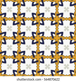 Seamless pattern illustration in traditional style - like Portuguese tiles
