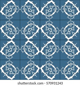 Seamless pattern illustration in traditional style - like Portuguese tiles
