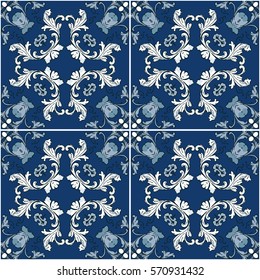 Seamless pattern illustration in traditional style - like Portuguese tiles
