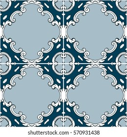 Seamless pattern illustration in traditional style - like Portuguese tiles