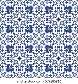 Seamless pattern illustration in traditional style - like Portuguese tiles