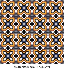 Seamless pattern illustration in traditional style - inspired by Portuguese tiles