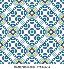 Seamless pattern illustration in traditional style - like Portuguese tiles