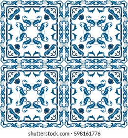 Seamless pattern illustration in traditional style - like Portuguese tiles