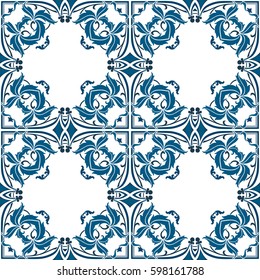 Seamless pattern illustration in traditional style - like Portuguese tiles