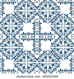 Seamless pattern illustration in traditional style - like Portuguese tiles