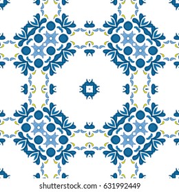 Seamless pattern illustration in traditional style - like Portuguese tiles