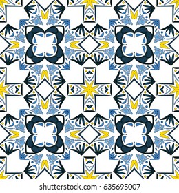 Seamless pattern illustration in traditional style - like Portuguese tiles
