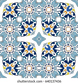 Seamless pattern illustration in traditional style - like Portuguese tiles
