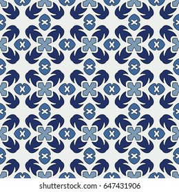 Seamless pattern illustration in traditional style - like Portuguese tiles