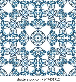 Seamless pattern illustration in traditional style - like Portuguese tiles
