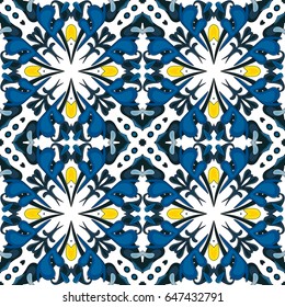Seamless pattern illustration in traditional style - like Portuguese tiles