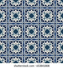 Seamless pattern illustration in traditional style - like Portuguese tiles