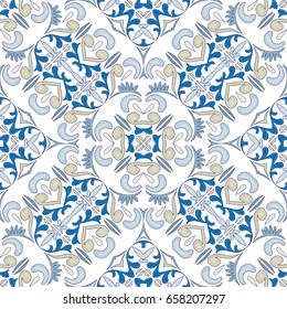 Seamless pattern illustration in traditional style - like Portuguese tiles