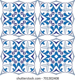 Seamless pattern illustration in traditional style - like Portuguese tiles