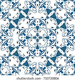 Seamless pattern illustration in traditional style - like Portuguese tiles
