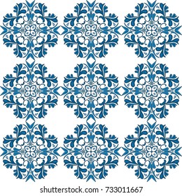 Seamless pattern illustration in traditional style - like Portuguese tiles