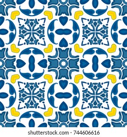 Seamless pattern illustration in traditional style - like Portuguese tiles