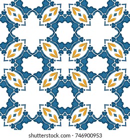 Seamless pattern illustration in traditional style - like Portuguese tiles
