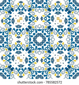 Seamless pattern illustration in traditional style - like Portuguese tiles