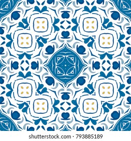 Seamless pattern illustration in traditional style - like Portuguese tiles