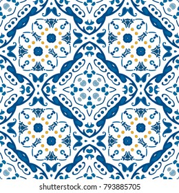 Seamless pattern illustration in traditional style - like Portuguese tiles