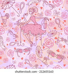 Seamless pattern  illustration vector with roses background
