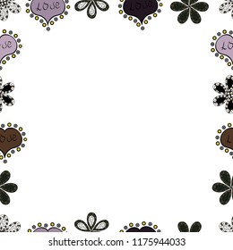 Seamless pattern. Illustration in white, brown and black colors. Vector element template. Frame doodle.