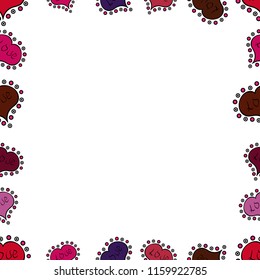 Seamless pattern. Illustration in white, red and black colors. Doodle frame. Vector illustration.