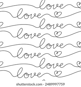 Nahtlose Musterdarstellung eines Wortes Liebe Handschrift mit einer Zeile