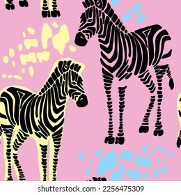 Seamless pattern illustration of a zebra