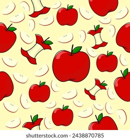 seamless pattern with illustrations of apples